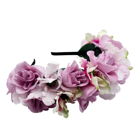 Bentita de par ISABELLE cu flori aplicate, Roz [2]