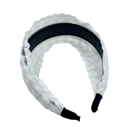 Bentita de par LACEY cu dantela brodata, Alb [2]