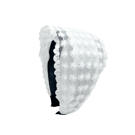 Bentita de par LACEY cu dantela brodata, Alb [3]