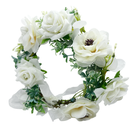 Accesorii De Par & Voalete & Diverse - Bentita de par MELODY cu flori aplicate, Alb