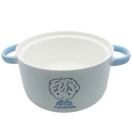Bol ceramic albastru FUNNY cu capac de sticla [2]