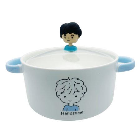 Bol ceramic albastru FUNNY cu capac de sticla [1]