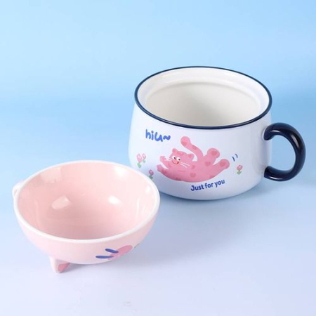 Bol ceramic verde cu capac 2 in 1 - Design Pisica SIMBA [1]