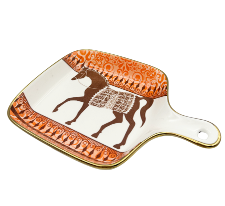 Platouri & Tavi - Bol portelan cu manere si margine aurie HERMES