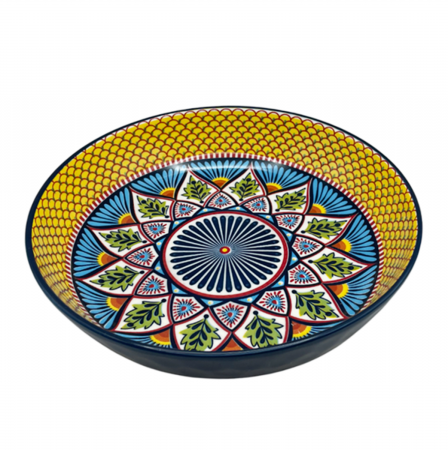 De Vara - Bol servire CAPRI, Albastru Galben, 20.5x4.5cm
