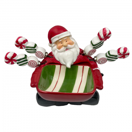 SERVIRE & DECORARE MASA CRACIUN - Bol Craciun cu 4 cutite HUNGRY SANTA, 13x12cm