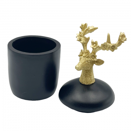 SERVIRE & DECORARE MASA CRACIUN - Bomboniera Craciun cu ren BEAUTY, Negru Auriu
