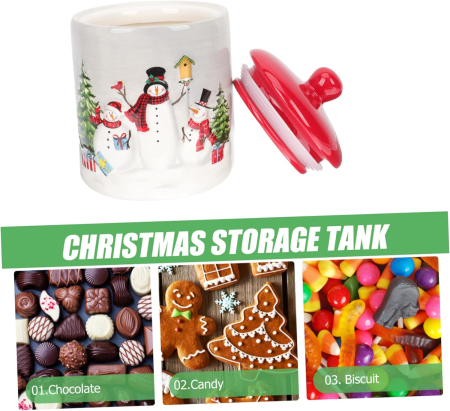 Borcan ceramic cu capac roșu XMAS - pentru dulciuri [1]