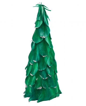 CRACIUN MAGIC - Bradut decorativ cu pene JOY, Verde, 20cm