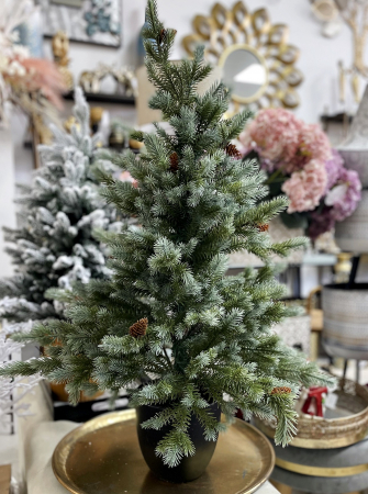 Flori Artificiale - Brad verde artificial cu conuri ROYAL in ghiveci, 90cm