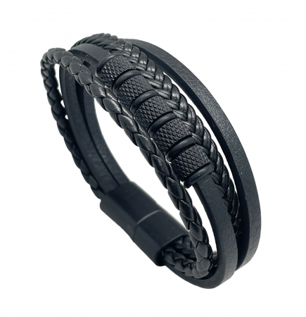 Bijuterii Barbatesti - Bratara barbati BRETT, Piele neagra