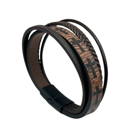 Bijuterii Barbatesti - Bratara barbati CROSS, Piele neagra