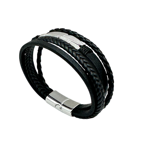 Bratara barbati SILVER JACK, Piele neagra [1]
