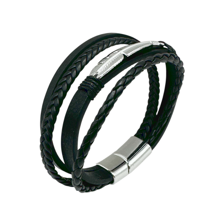 Bijuterii Barbatesti - Bratara barbati SILVER JACK, Piele neagra