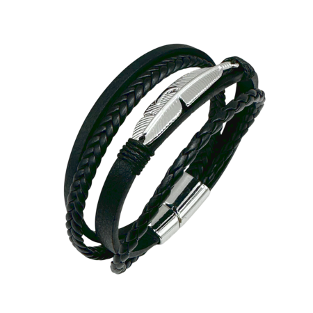 Bratara barbati SILVER JACK, Piele neagra [2]
