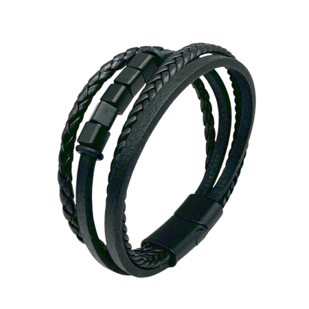 Bijuterii Barbatesti - Bratara barbati JASON, Piele neagra