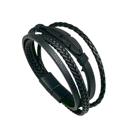 Bratara barbati BLACK JACK, Piele neagra [0]