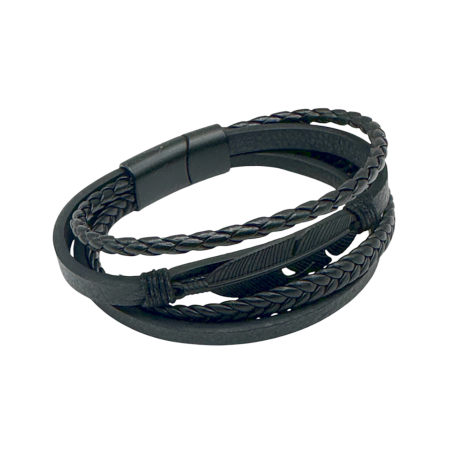 Bratara barbati BLACK JACK, Piele neagra [1]