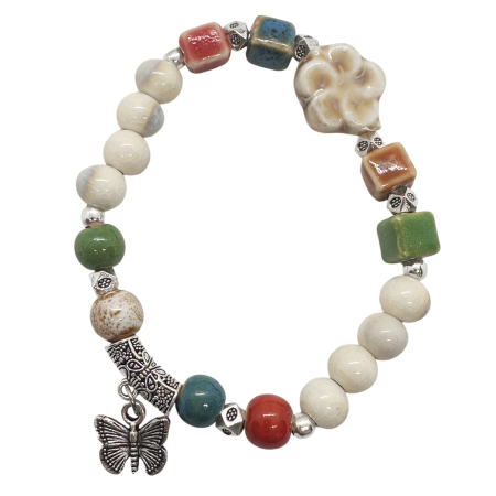 Bratari & Inele - Bratara cu margele ceramica si charm-uri FLORA