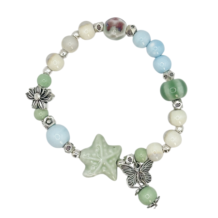 Bratara cu margele ceramica verzi si charm-uri OCEAN [1]