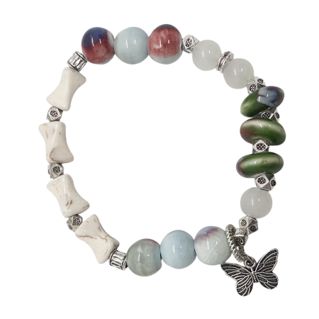 Bratara cu margele ceramica si charm-uri PASTEL [1]