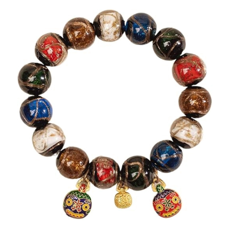 Bratari & Inele - Bratara din sticla marmorata cu charm-uri LUCKY BEAST