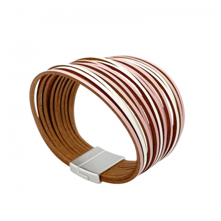 Bratara din piele multi-strap LEXY, Roz [3]