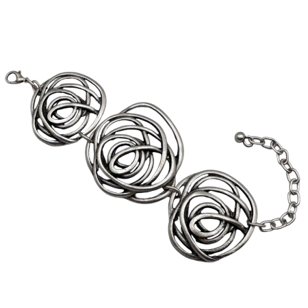 Cercei & Bratari & Inele - Bratara din zamac DIKKA cu spirale, Argintiu antichizat