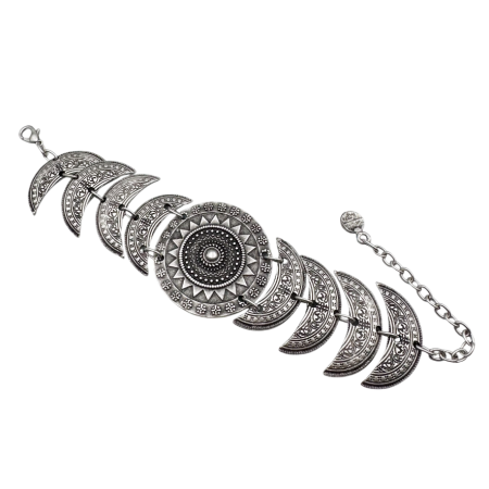 Cercei & Bratari & Inele - Bratara din zamac SUNNY cu motive lunare și solare