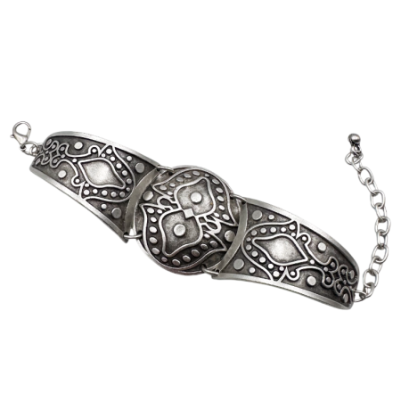 Cercei & Bratari & Inele - Bratara din zamac LOKI cu motive geometrice, Argintiu antichizat