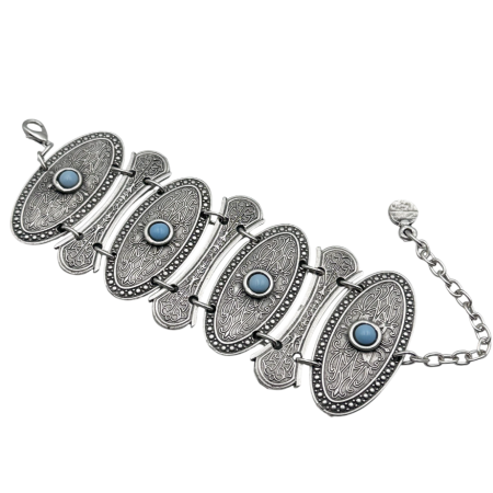 Cercei & Bratari & Inele - Bratara din zamac TUKER cu pietre albastre, Argintiu antichizat