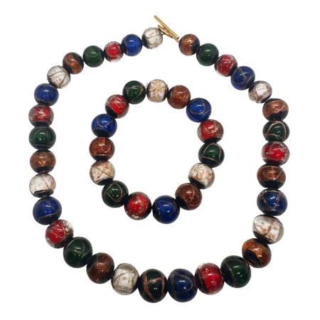 Bratari & Inele - Set Colier & Bratara elastica din margele de sticla BLESSED SPIRIT