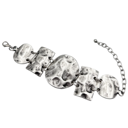 Cercei & Bratari & Inele - Bratara din zamac BLAZE cu elemente texturate, Argintiu antichizat