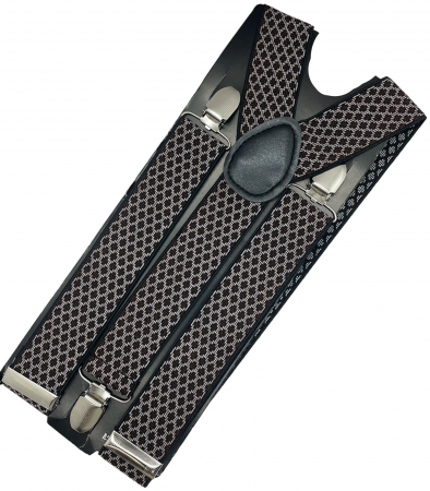 Bretele & Palarii Barbati - Bretele late cu model DRAKE, Negru/ Maro, Cu clips