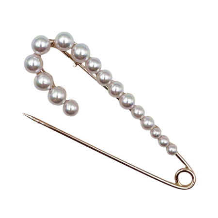 Brosa - Ac de siguranta auriu cu perlute albe [1]