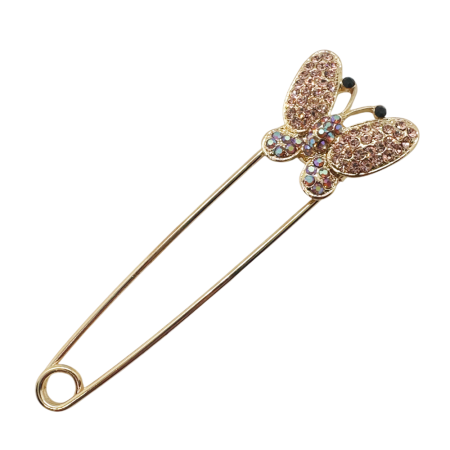 Broșă ac de siguranță Fluture auriu cu cristale