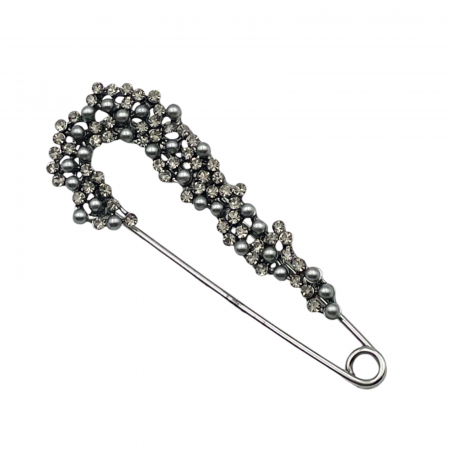 FASHION - Brosa cu margelute SOPHIE, Argintiu, 7.5cm