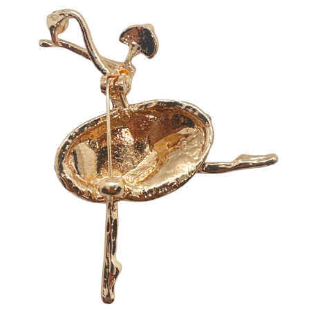 Brosa Balerina cu rochie alb-rosu cu strasuri LOUISE [1]