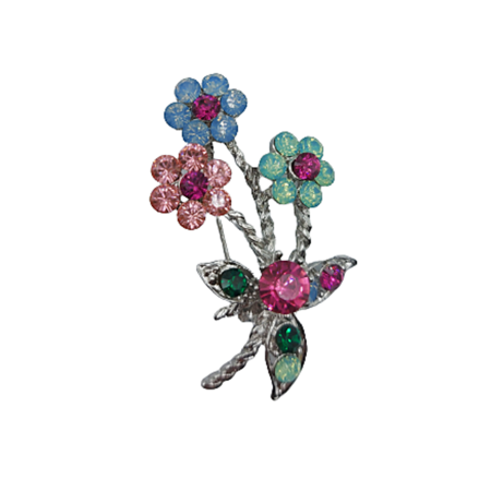 De Sezon - Brosa cu flori RENATA, Argintiu, 3.5cm