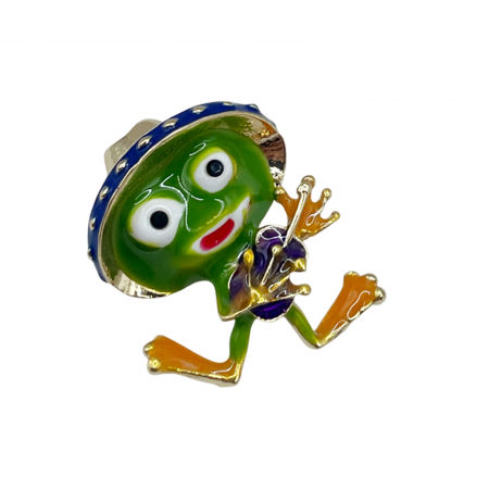 De Sezon - Brosa Broscuta cu palarie MIMMY, Verde, 2.5cm