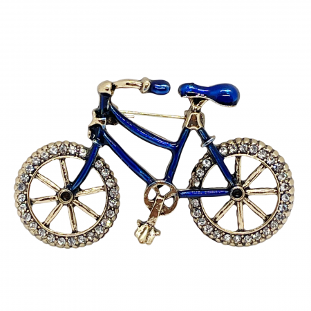 Brose & Pandantive - Brosa Bicicleta cu strasuri GRAZIA, Auriu, 7cm
