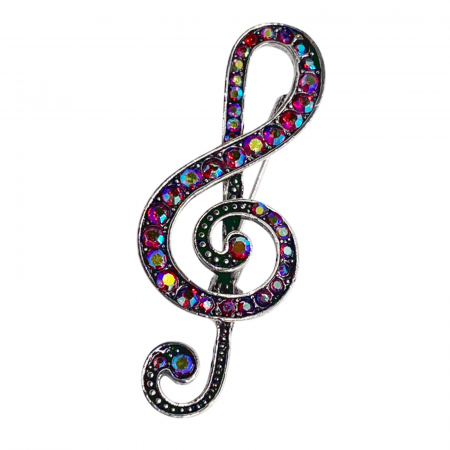 Brosa Cheia Sol cu strasuri MUSIC, Argintiu, 4.5cm [2]