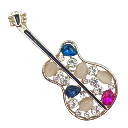 Brose & Pandantive - Broșă chitara cu cristale – accesoriu elegant cu tematică muzicală