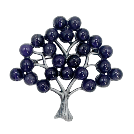 Brose & Pandantive - Brosa Pandantiv Copacul Vietii cu margele ametist mov