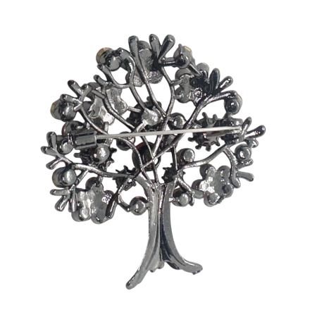 Brosa Copacul Vietii argintiu cu cristale verzi BLOOM [1]