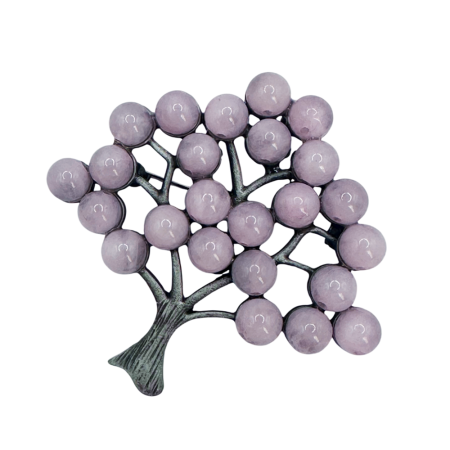 Brose & Pandantive - Brosa Pandantiv Copacul Vietii cu margele cuart roz