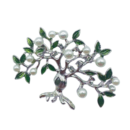 Brose - Brosa Copacul Vietii argintiu cu perlute LIFE