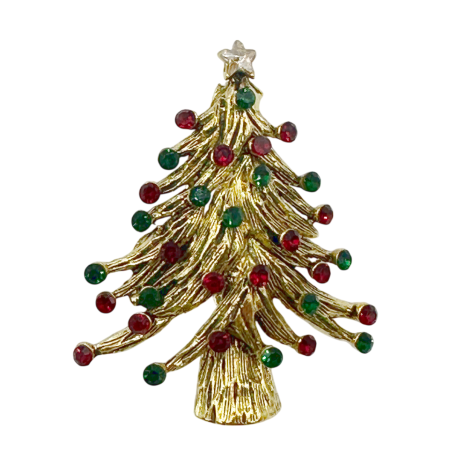 ACCESORII VESTIMENTARE CRACIUN - Brosa Craciun - Bradut cu strasuri FRASER, Auriu