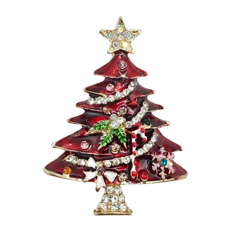 Brose & Cercei & Coliere - Brosa Craciun - Bradut cu strasuri MERRY, Auriu