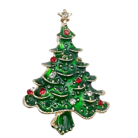 ACCESORII VESTIMENTARE CRACIUN - Brosa Craciun - Bradut cu strasuri HOLLY, Auriu